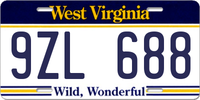 WV license plate 9ZL688