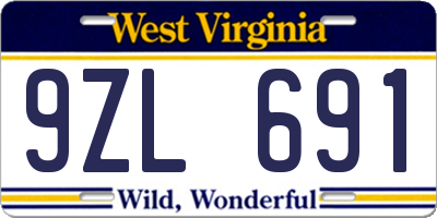 WV license plate 9ZL691
