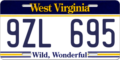 WV license plate 9ZL695