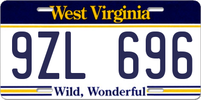 WV license plate 9ZL696