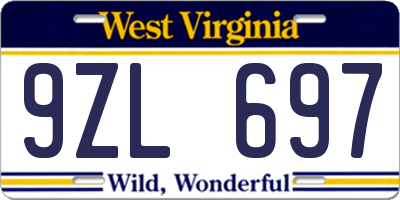 WV license plate 9ZL697