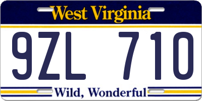 WV license plate 9ZL710