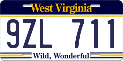 WV license plate 9ZL711