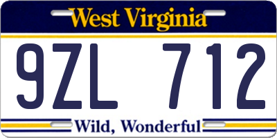 WV license plate 9ZL712