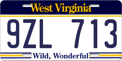 WV license plate 9ZL713