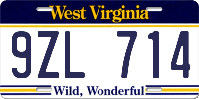 WV license plate 9ZL714