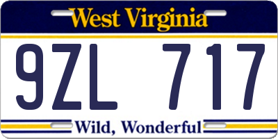WV license plate 9ZL717
