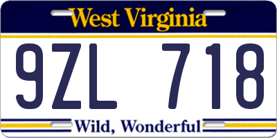 WV license plate 9ZL718