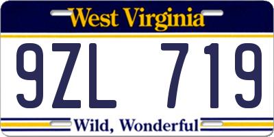 WV license plate 9ZL719