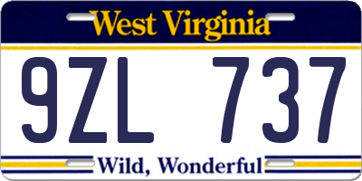 WV license plate 9ZL737