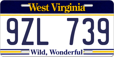 WV license plate 9ZL739
