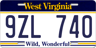 WV license plate 9ZL740
