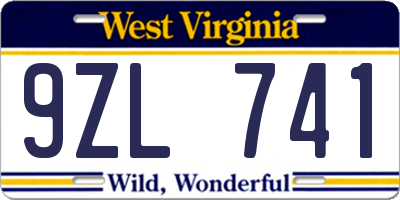 WV license plate 9ZL741