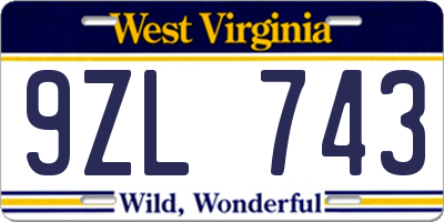 WV license plate 9ZL743