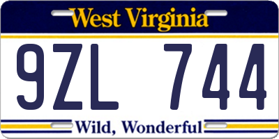 WV license plate 9ZL744