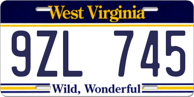 WV license plate 9ZL745