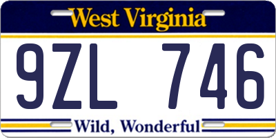 WV license plate 9ZL746