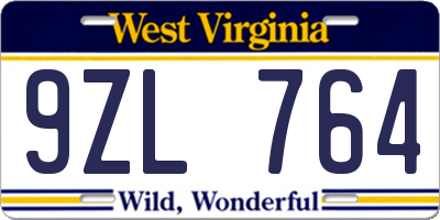 WV license plate 9ZL764