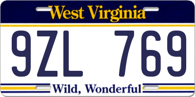 WV license plate 9ZL769