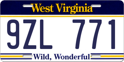 WV license plate 9ZL771