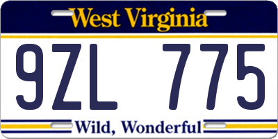 WV license plate 9ZL775