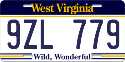 WV license plate 9ZL779