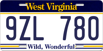 WV license plate 9ZL780