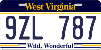WV license plate 9ZL787