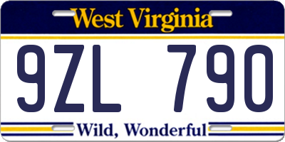 WV license plate 9ZL790