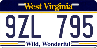WV license plate 9ZL795