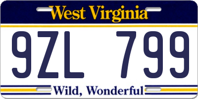 WV license plate 9ZL799