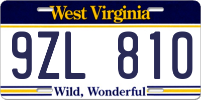 WV license plate 9ZL810
