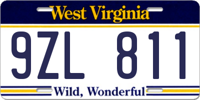 WV license plate 9ZL811