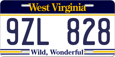 WV license plate 9ZL828