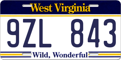 WV license plate 9ZL843
