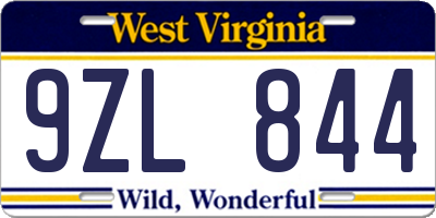 WV license plate 9ZL844