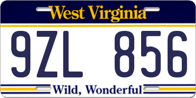 WV license plate 9ZL856