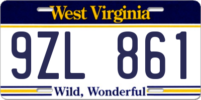 WV license plate 9ZL861