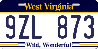 WV license plate 9ZL873
