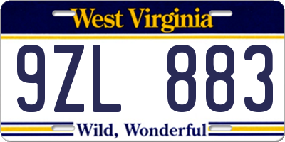WV license plate 9ZL883