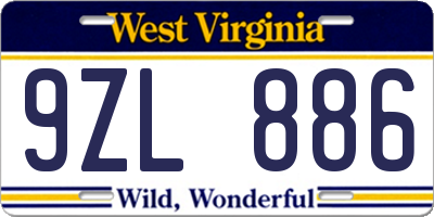 WV license plate 9ZL886