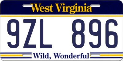 WV license plate 9ZL896