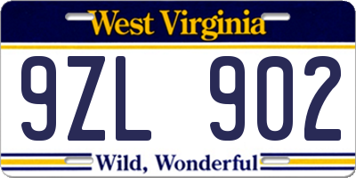 WV license plate 9ZL902