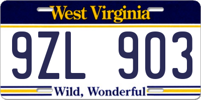 WV license plate 9ZL903