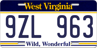 WV license plate 9ZL963