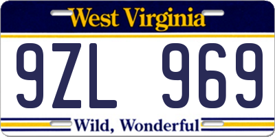 WV license plate 9ZL969