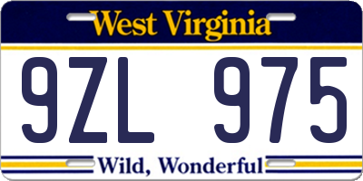 WV license plate 9ZL975