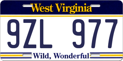 WV license plate 9ZL977