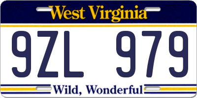 WV license plate 9ZL979