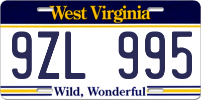 WV license plate 9ZL995